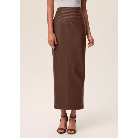 Versatile High Waisted Faux Leather Skirt with Back Slit - Women's Fashion 2025